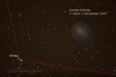 Comet Holmes at 7.15pm, 1 December
