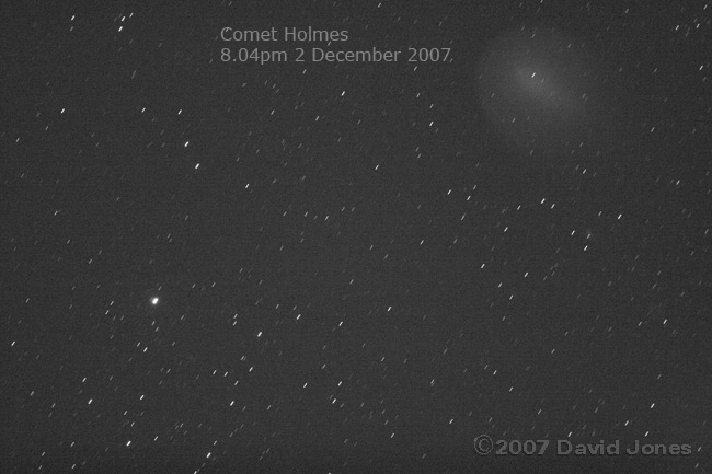 Comet Holmes - progress over 24 hours -  8.04pm 2 Dec
