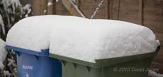 15cm depth of snow on our bins, 2 December 2010