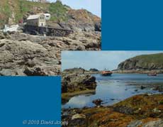 Old lifeboat station and present lifeboat in Polpeor Cove