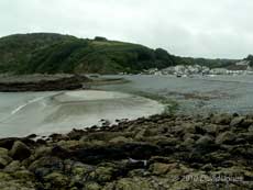 Porthallow Cove- sand exposed at low Spring tide, 10 September 2010