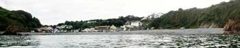 Panoramic view of Porthallow from my kayak, 17 September 2010