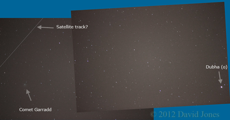 Comet Garradd relative to Dubha in Ursa Major, 20 March 2012
