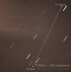 Asteroid 2012 DA14 - track at 9.35pm 15Feb2013 - B